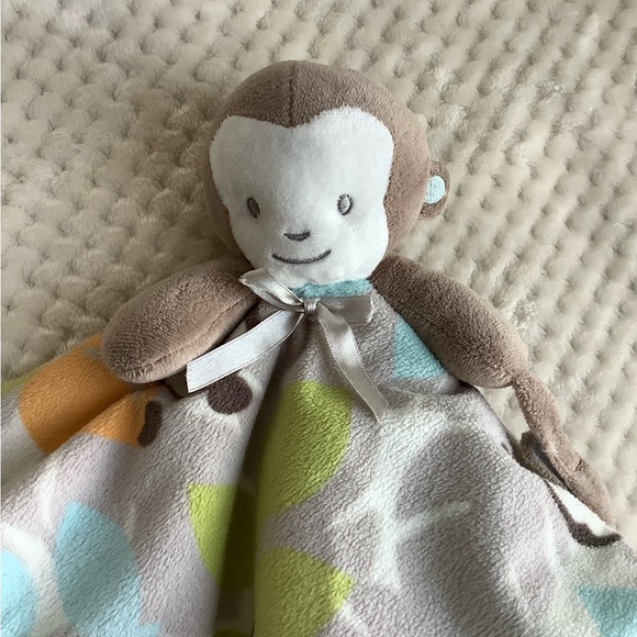 Blankets & Beyond Monkey Plush Lovey Baby Security Blanket w Pacifier Holder - Picture 4 of 14